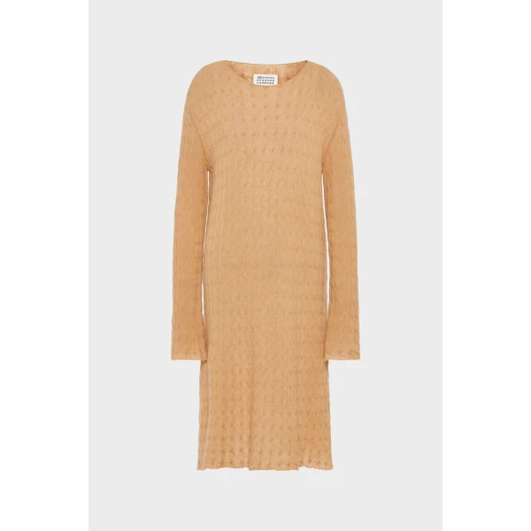 Maison Margiela Wool Cashmere Knit Midi Dress in Camel | Midi Dresses | Luxury Shoes 