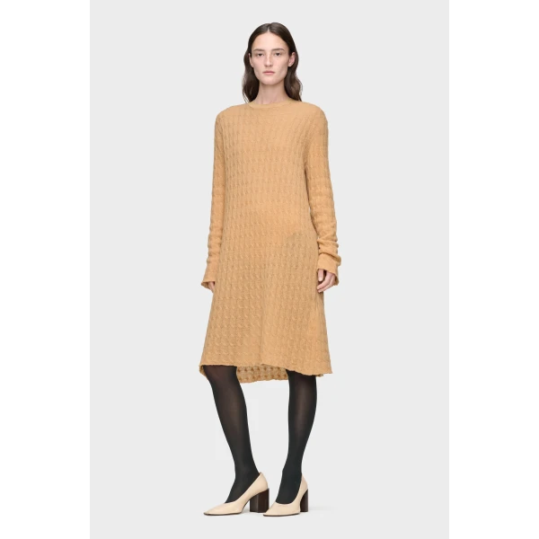 Maison Margiela Wool Cashmere Knit Midi Dress in Camel | Midi Dresses | Luxury Shoes 