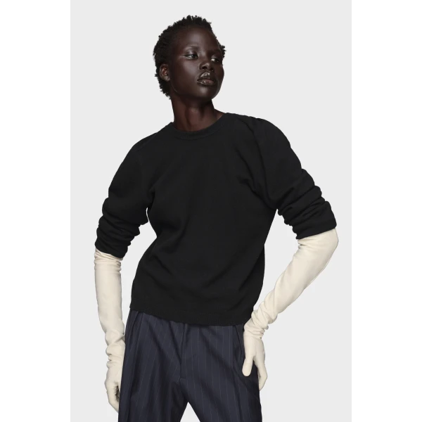 Maison Margiela Wool Knit Top in Black | Sweaters | Luxury Shoes 