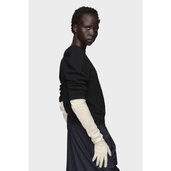 Maison Margiela Wool Knit Top in Black | Sweaters | Luxury Shoes 