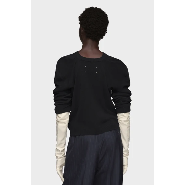 Maison Margiela Wool Knit Top in Black | Sweaters | Luxury Shoes 
