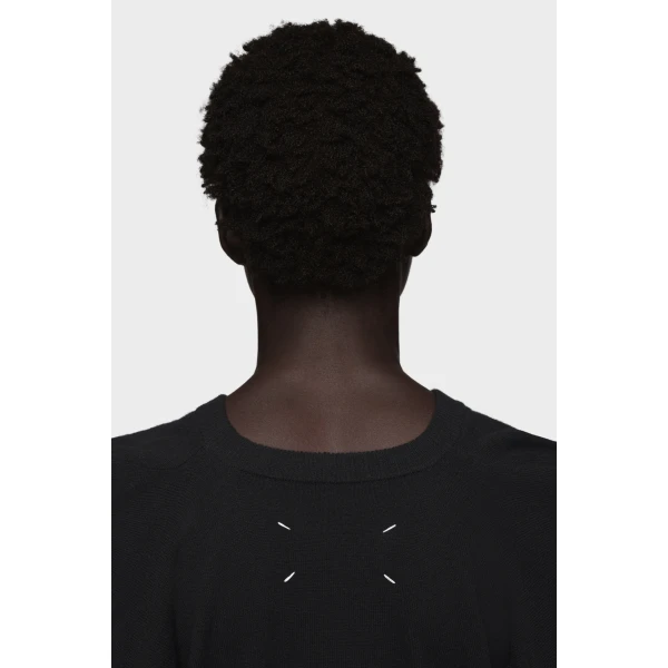 Maison Margiela Wool Knit Top in Black | Sweaters | Luxury Shoes 