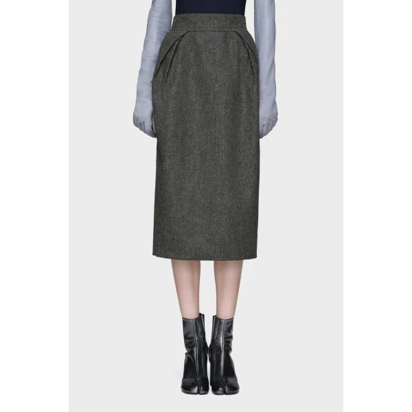 Maison Margiela Wool Midi Skirt in Dark Grey | Midi Skirts | Luxury Shoes 