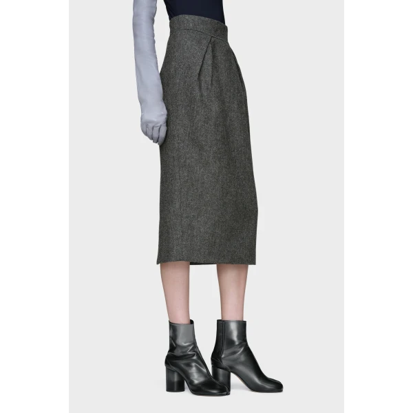 Maison Margiela Wool Midi Skirt in Dark Grey | Midi Skirts | Luxury Shoes 