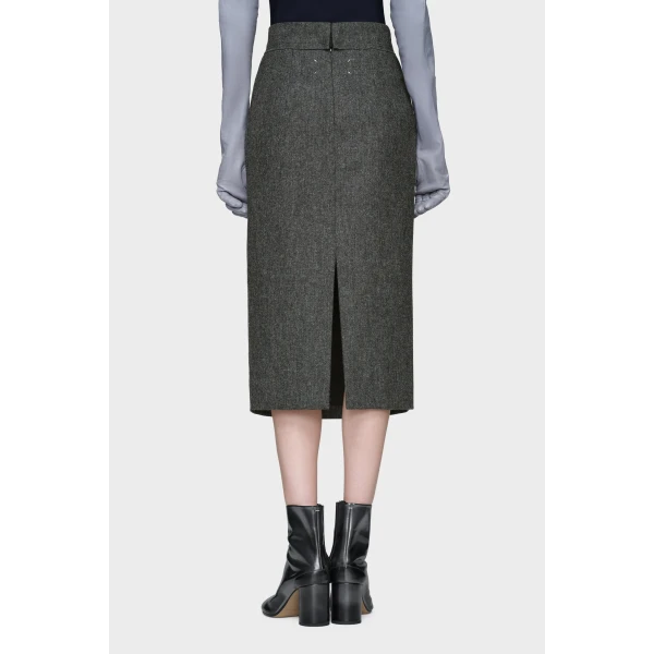Maison Margiela Wool Midi Skirt in Dark Grey | Midi Skirts | Luxury Shoes 