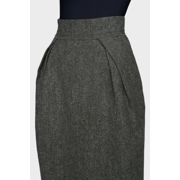 Maison Margiela Wool Midi Skirt in Dark Grey | Midi Skirts | Luxury Shoes 