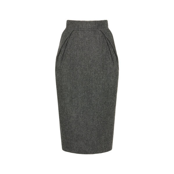 Maison Margiela Wool Midi Skirt in Dark Grey | Luxury Shoes 