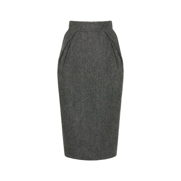 Maison Margiela Wool Midi Skirt in Dark Grey | Luxury Shoes 