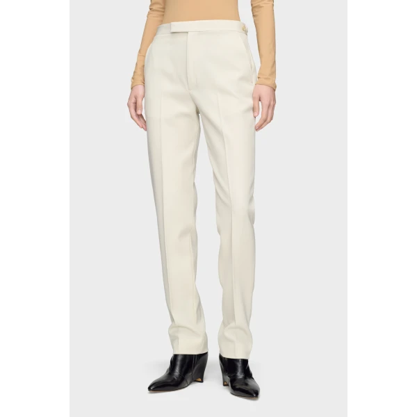 Maison Margiela Wool Tailored Trousers in Ecru | Tailored pants | Luxury Shoes 