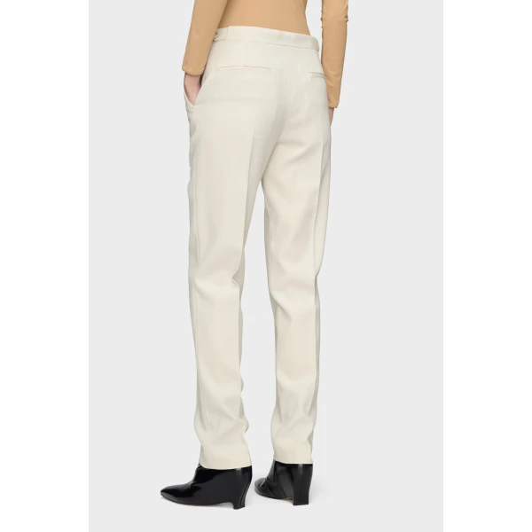 Maison Margiela Wool Tailored Trousers in Ecru | Tailored pants | Luxury Shoes 
