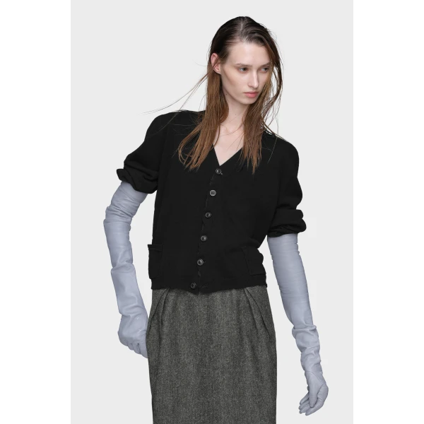 Maison Margiela Wool V-Neck Cardigan in Black | Cardigan | Luxury Shoes 