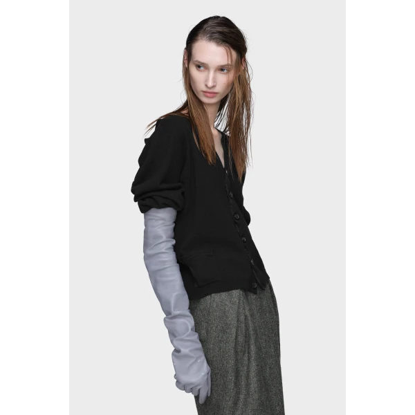 Maison Margiela Wool V-Neck Cardigan in Black | Cardigan | Luxury Shoes 