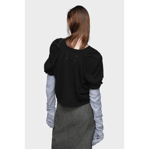 Maison Margiela Wool V-Neck Cardigan in Black | Cardigan | Luxury Shoes 