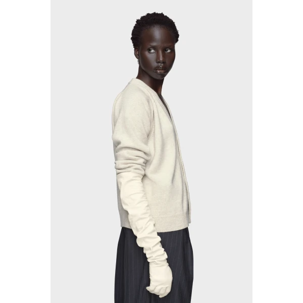 Maison Margiela Wool V-Neck Cardigan in Light Grey | Cardigan | Luxury Shoes 