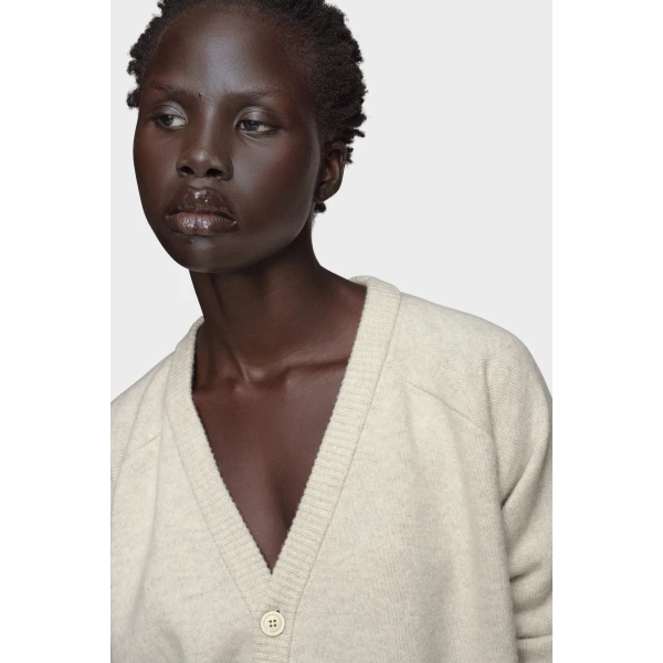 Maison Margiela Wool V-Neck Cardigan in Light Grey | Cardigan | Luxury Shoes 