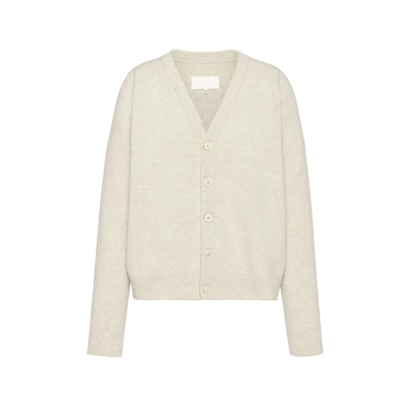 Wool V-Neck Cardigan in Light Grey