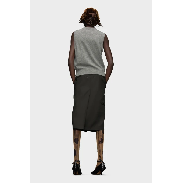 Maison Margiela Wool V-Neck Gilet in Grey | Vests | Luxury Shoes 