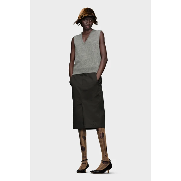 Maison Margiela Wool V-Neck Gilet in Grey | Vests | Luxury Shoes 