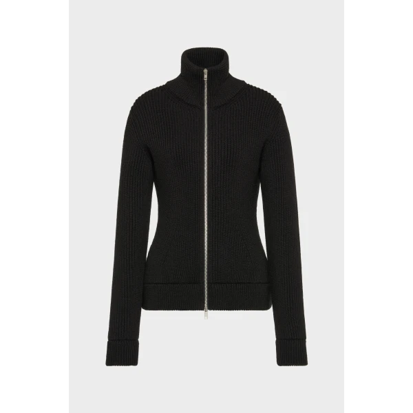 Maison Margiela Wool Zipped Cardigan in Black | Cardigan | Luxury Shoes 