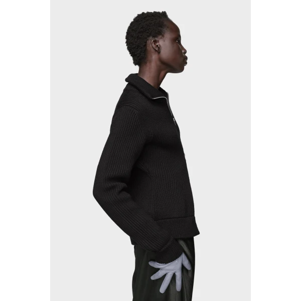 Maison Margiela Wool Zipped Cardigan in Black | Cardigan | Luxury Shoes 