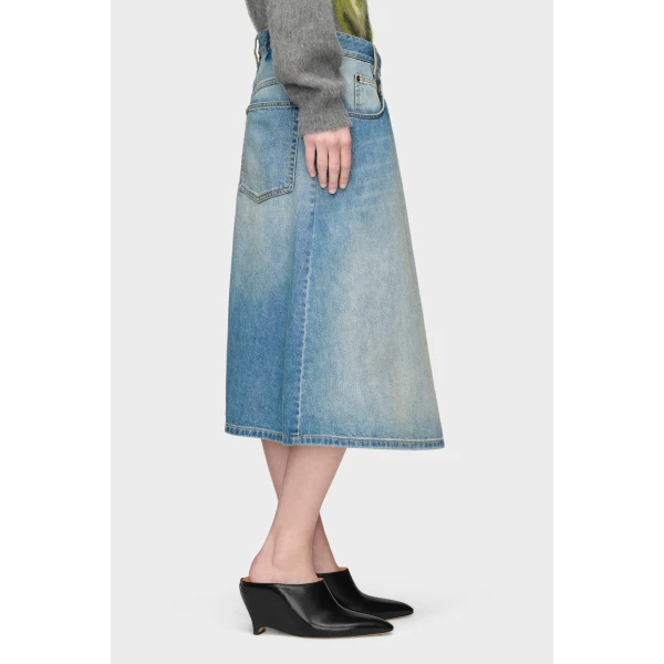 Maison Margiela Wrap Denim Midi Skirt in Blue Jeans | Denim Skirts | Luxury Shoes 