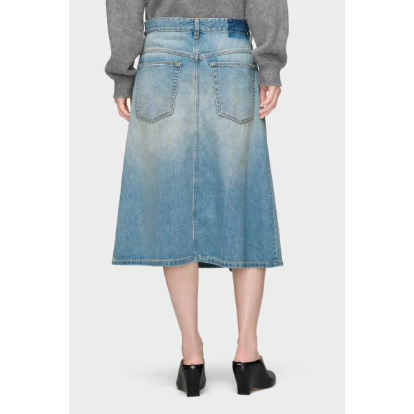 Maison Margiela Wrap Denim Midi Skirt in Blue Jeans | Denim Skirts | Luxury Shoes 