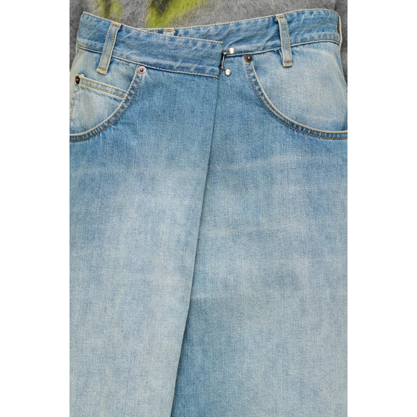 Maison Margiela Wrap Denim Midi Skirt in Blue Jeans | Denim Skirts | Luxury Shoes 