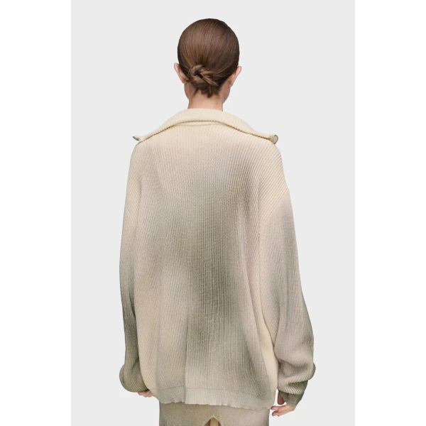 Maison Margiela Zip Knit Pullover in Ecru | Sweaters | Luxury Shoes 