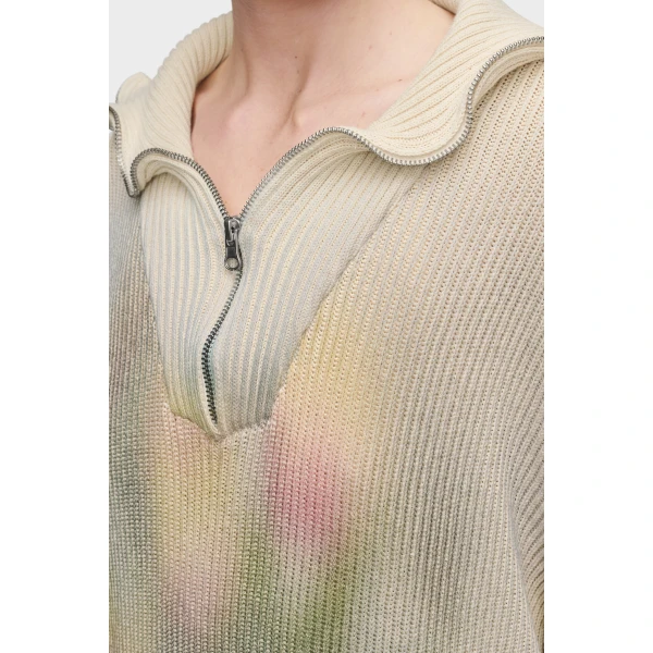 Maison Margiela Zip Knit Pullover in Ecru | Sweaters | Luxury Shoes 