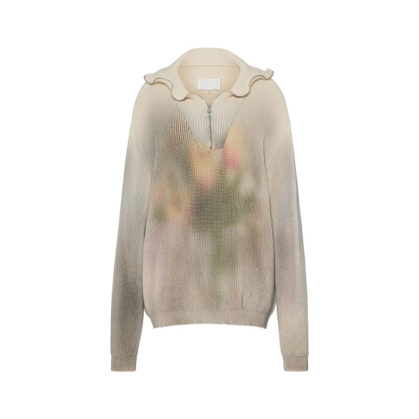 Maison Margiela Zip Knit Pullover in Ecru | Luxury Shoes 