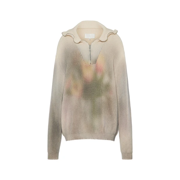 Maison Margiela Zip Knit Pullover in Ecru | Luxury Shoes 