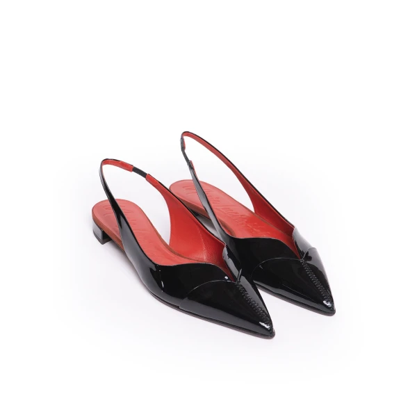 Maria Lucia Hohan Aisha Patent Slingback Flats in Black | Flats | Luxury Shoes 