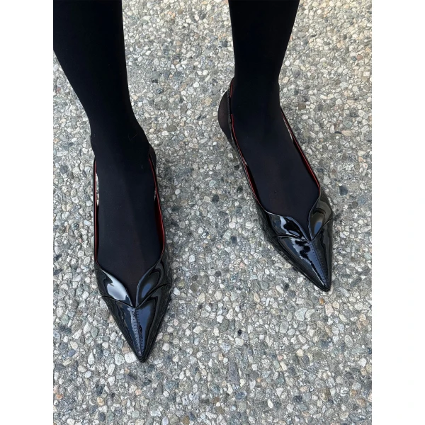 Maria Lucia Hohan Aisha Patent Slingback Flats in Black | Flats | Luxury Shoes 