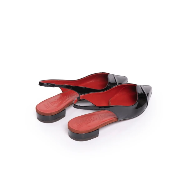Maria Lucia Hohan Aisha Patent Slingback Flats in Black | Flats | Luxury Shoes 