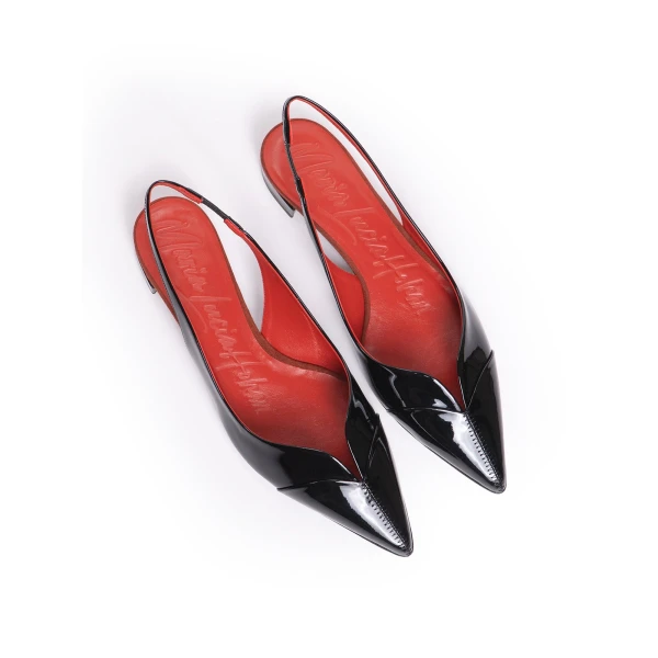 Maria Lucia Hohan Aisha Patent Slingback Flats in Black | Flats | Luxury Shoes 