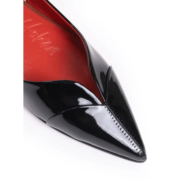 Maria Lucia Hohan Aisha Patent Slingback Flats in Black | Flats | Luxury Shoes 
