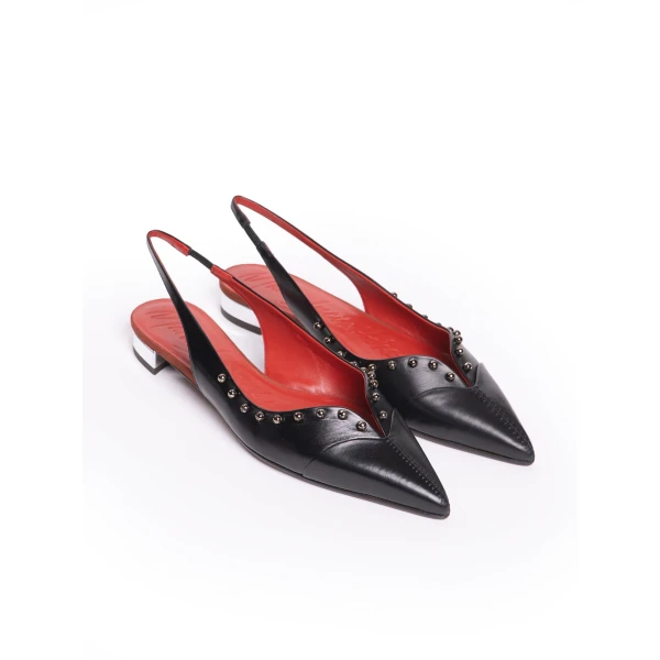 Maria Lucia Hohan Aisha Slingback Flats in Black Embellished | Flats | Luxury Shoes 