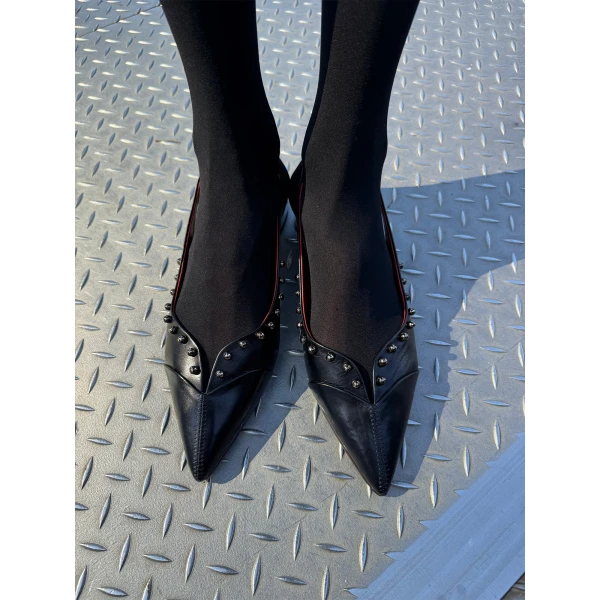 Maria Lucia Hohan Aisha Slingback Flats in Black Embellished | Flats | Luxury Shoes 