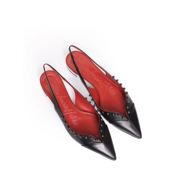 Maria Lucia Hohan Aisha Slingback Flats in Black Embellished | Flats | Luxury Shoes 