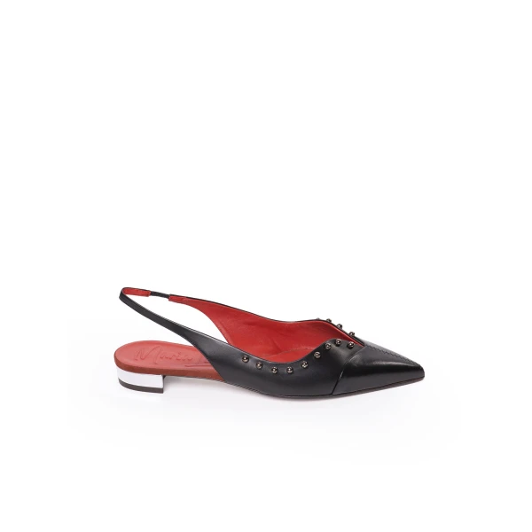 Aisha Slingback Flats in Black Embellished
