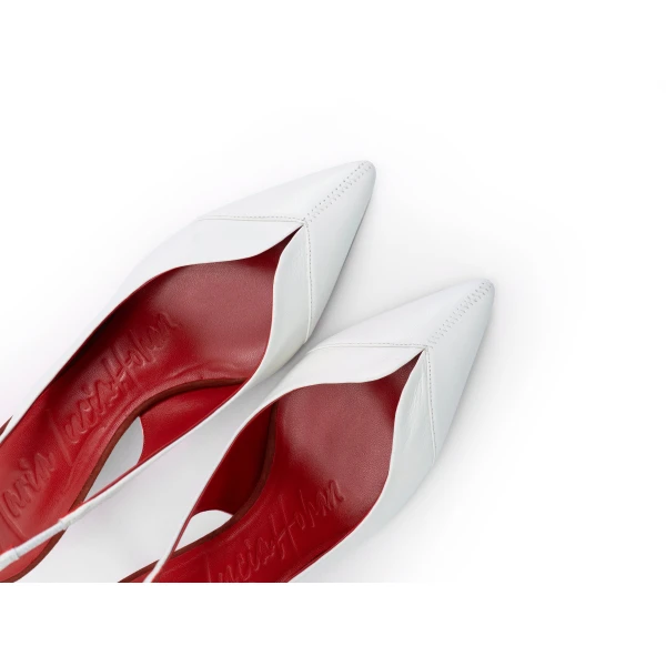Maria Lucia Hohan Ambra Slingback Pumps in White | Heels | Luxury Shoes 