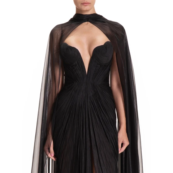 Maria Lucia Hohan Celestina Cape in Mascara | Scarves | Luxury Shoes 