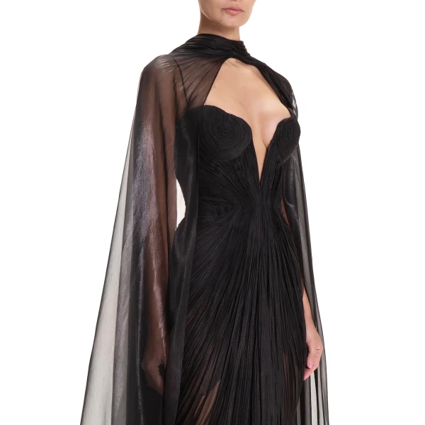 Maria Lucia Hohan Celestina Cape in Mascara | Scarves | Luxury Shoes 