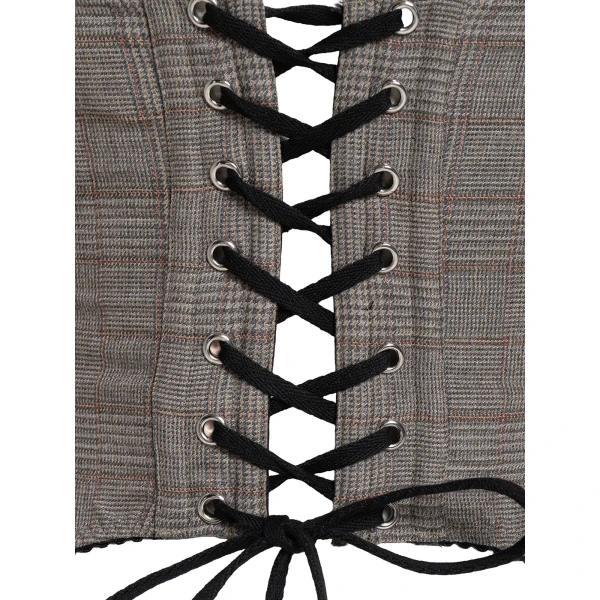 Maria Lucia Hohan Christa X Corset in Check | Sleeveless | Luxury Shoes 