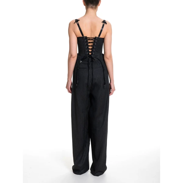 Maria Lucia Hohan Christa X Corset in Grey Pinstripe | Sleeveless | Luxury Shoes 
