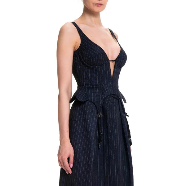 Maria Lucia Hohan Christa X Corset in Navy Pinstripe | Sleeveless | Luxury Shoes 