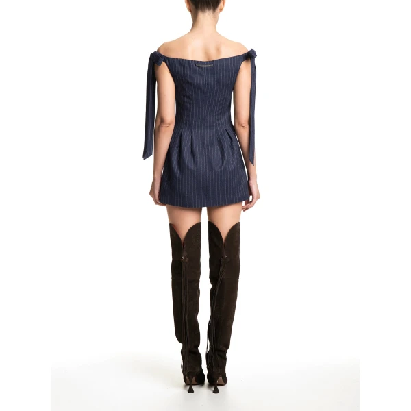 Maria Lucia Hohan Elvira Mini Dress in Navy Pinstripe | Mini Dresses | Luxury Shoes 