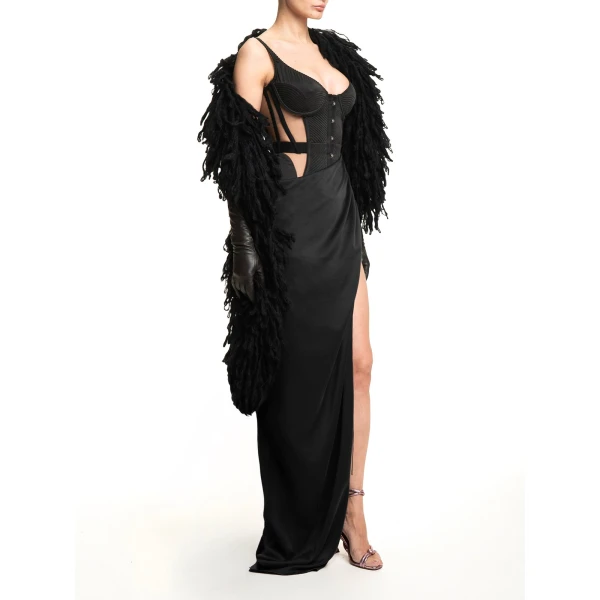 Maria Lucia Hohan Enya Fringe Scarf in Black | Scarves | Luxury Shoes 