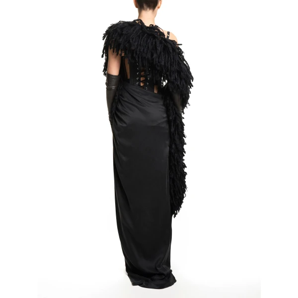 Maria Lucia Hohan Enya Fringe Scarf in Black | Scarves | Luxury Shoes 