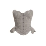 Maria Lucia Hohan Fabrizia Corset in Grey Moonbeam Check | Sleeveless | Luxury Shoes 